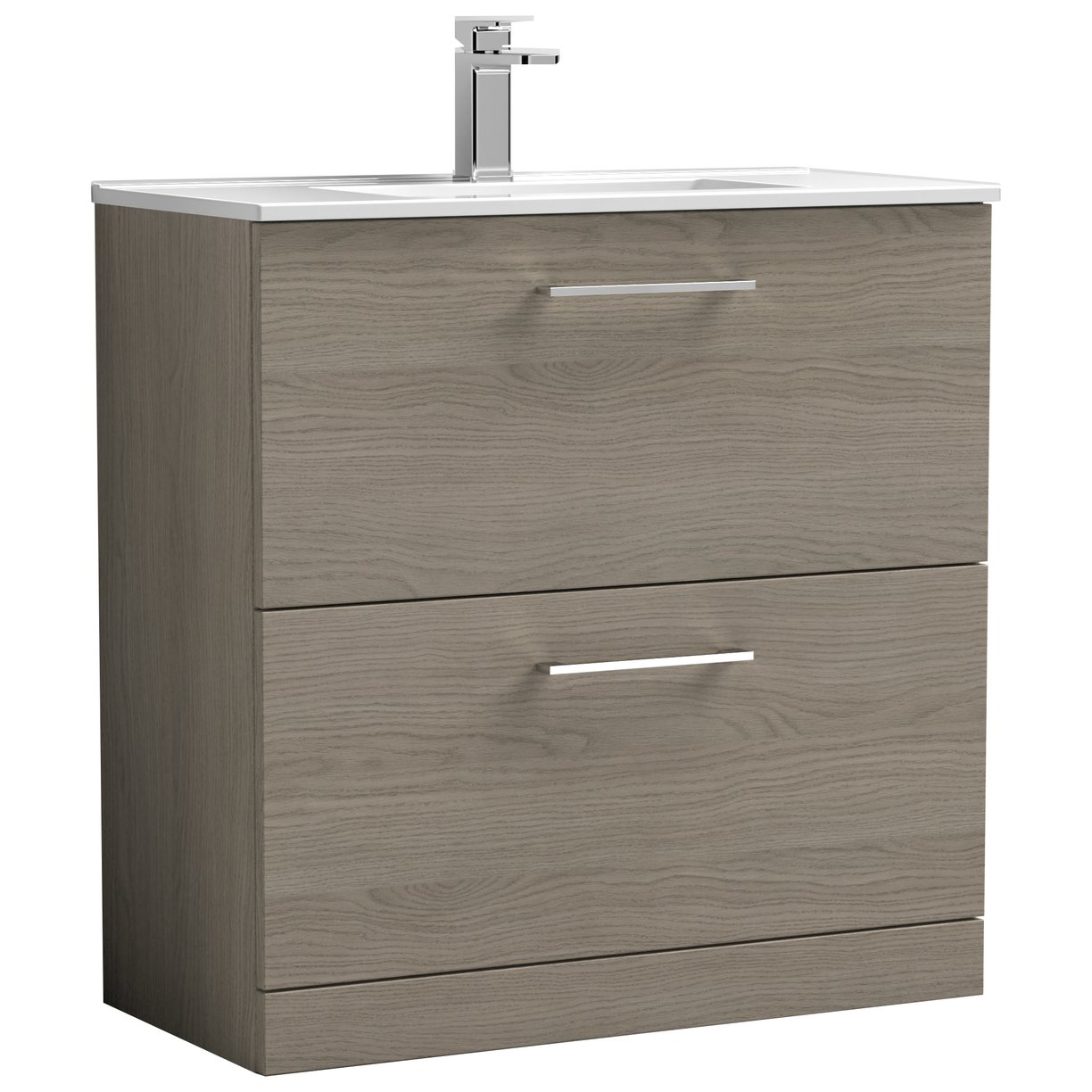 Arno 800mm Floor Standing 2-Drawer Vanity Unit & Minimalist Ceramic Basin