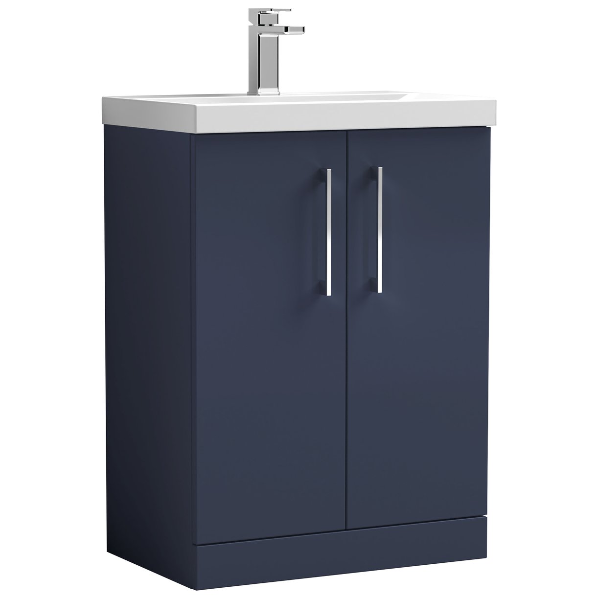 Arno 600mm Floor Standing 2-Door Vanity Unit & Thin-Edge Ceramic Basin