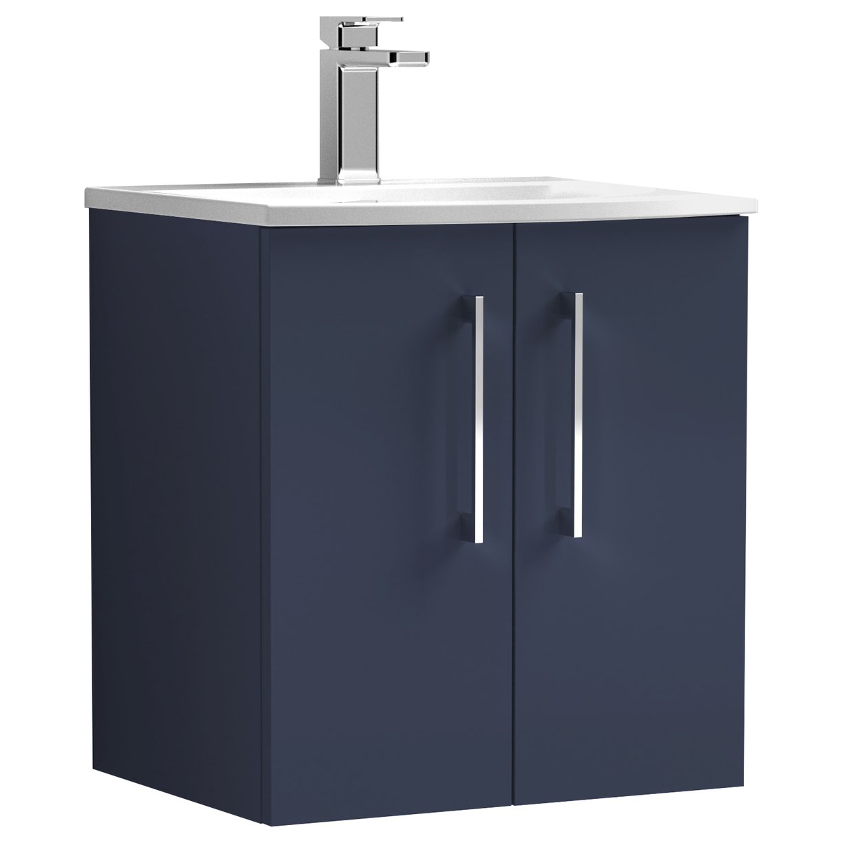 Arno 500mm Wall Hung 2-Door Vanity Unit & Curved Ceramic Basin