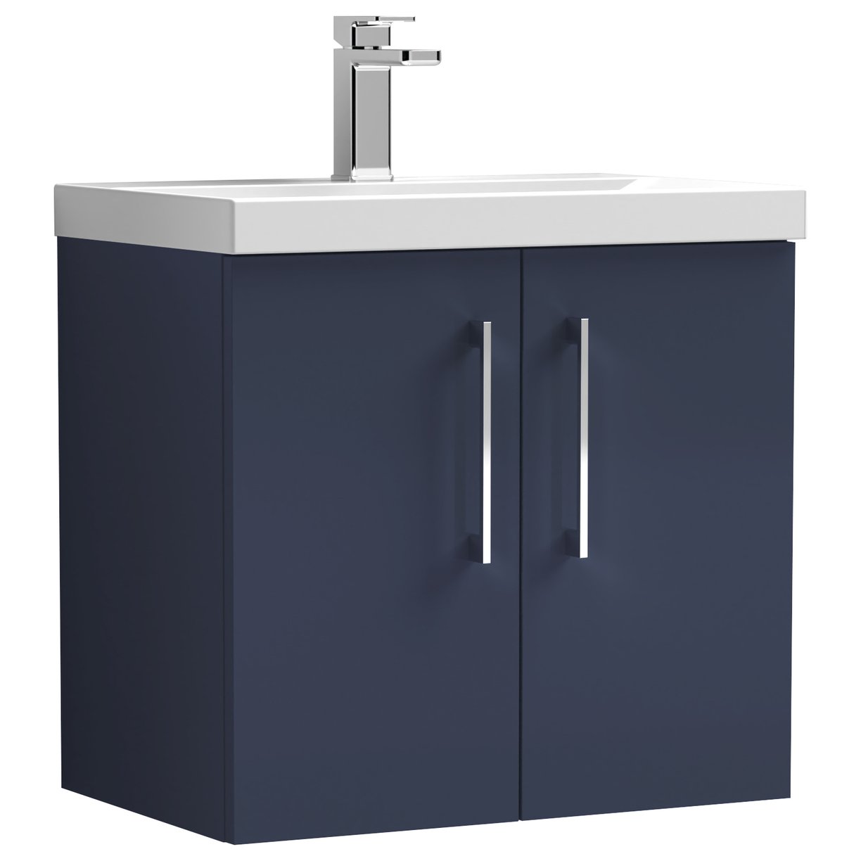 Arno 600mm Wall Hung 2-Door Vanity Unit & Thin-Edge Ceramic Basin