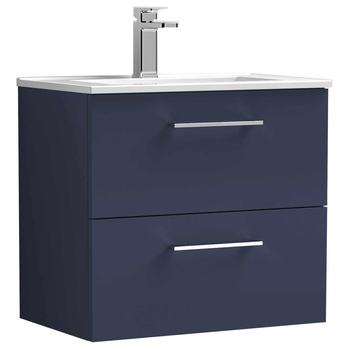 Arno 600mm Wall Hung 2-Drawer Vanity Unit & Minimalist Ceramic Basin