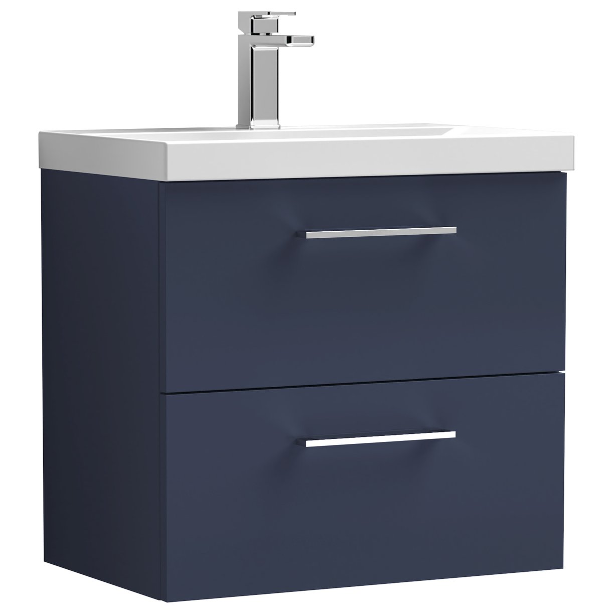 Arno 600mm Wall Hung 2-Drawer Vanity Unit & Thin-Edge Ceramic Basin