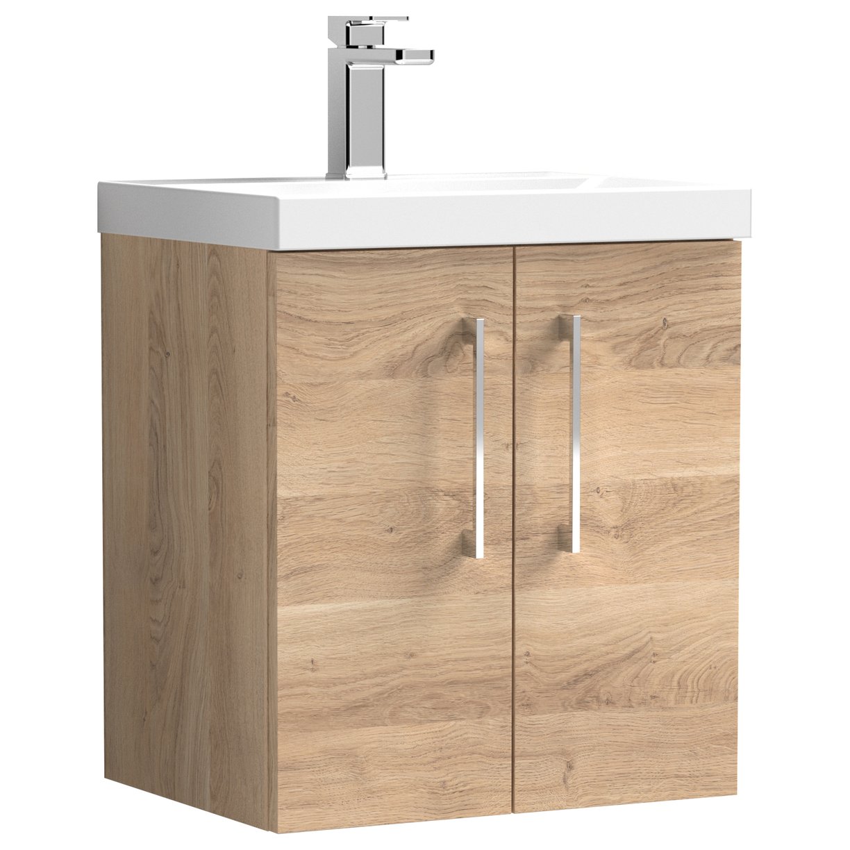 Arno 500mm Wall Hung 2-Door Vanity Unit & Thin-Edge Ceramic Basin