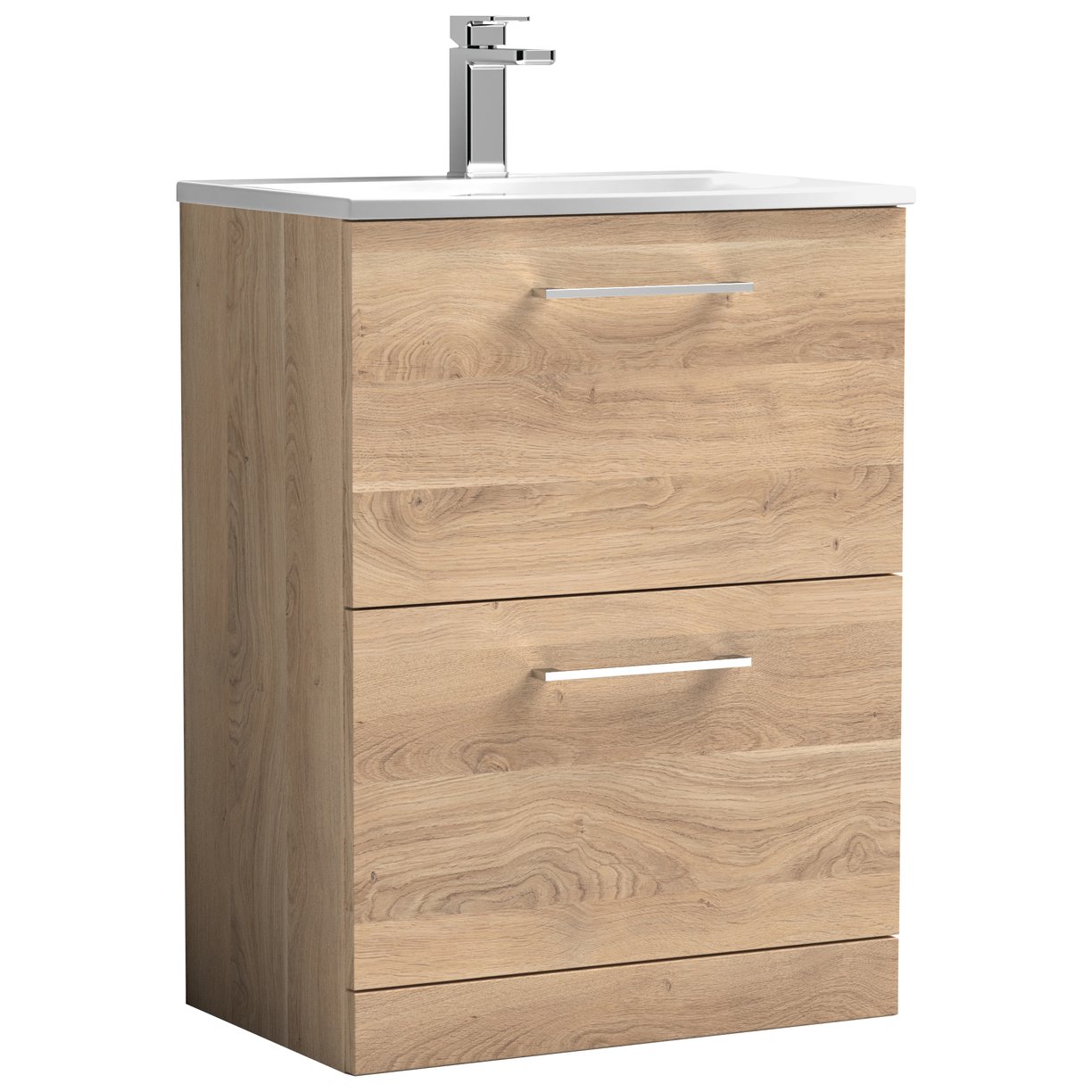 Arno 600mm Floor Standing 2-Drawer Vanity Unit & Curved Ceramic Basin
