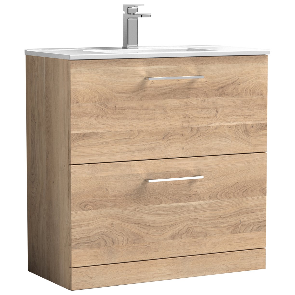 Arno 800mm Floor Standing 2-Drawer Vanity Unit & Minimalist Ceramic Basin