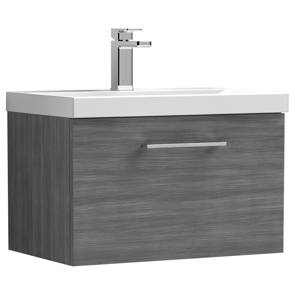 Arno 600mm Wall Hung 1-Drawer Vanity Unit & Thin-Edge Ceramic Basin