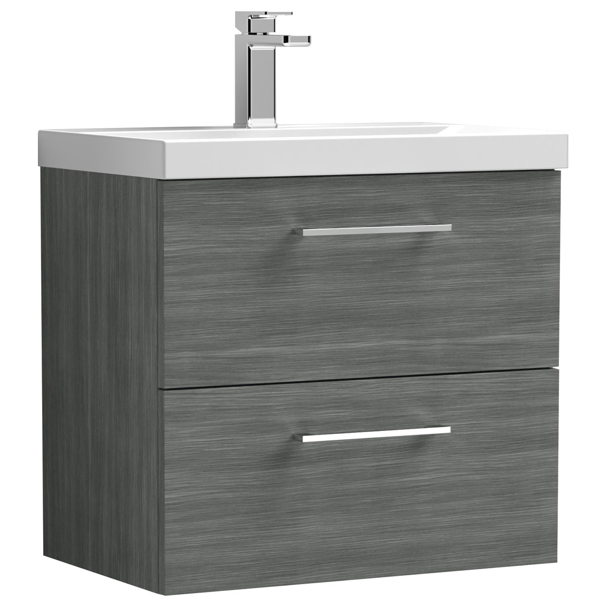 Arno 600mm Wall Hung 2-Drawer Vanity Unit & Mid-Edge Ceramic Basin