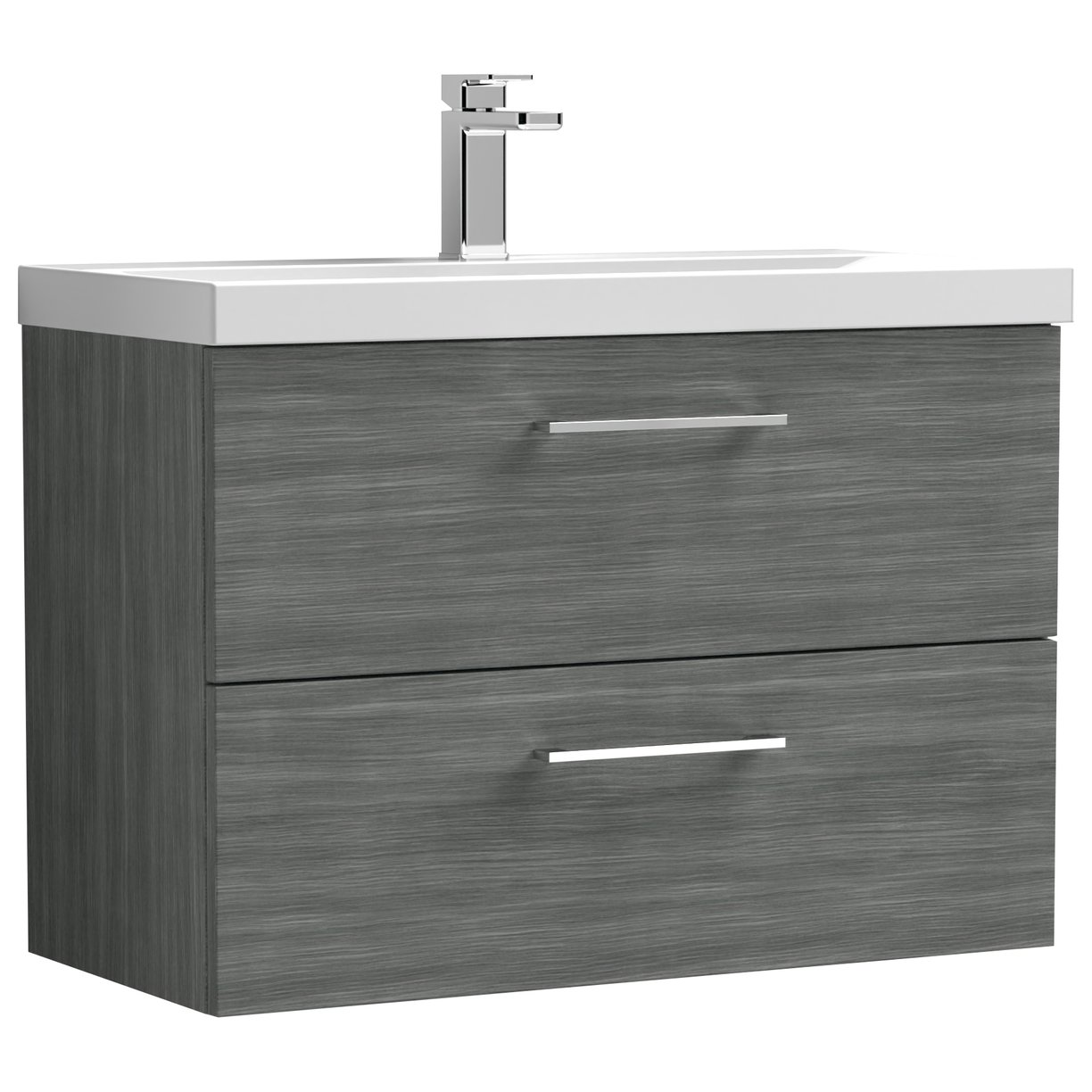 Arno 800mm Wall Hung 2-Drawer Vanity Unit & Thin-Edge Ceramic Basin