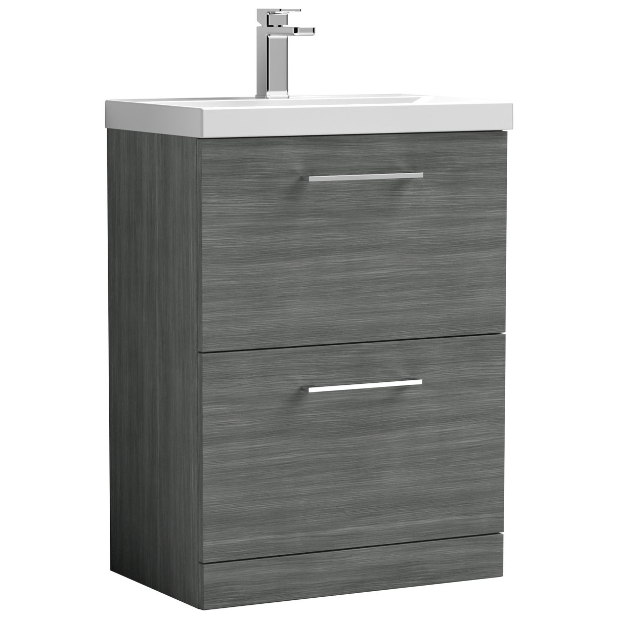 Arno 600mm Floor Standing 2-Drawer Vanity Unit & Thin-Edge Ceramic Basin