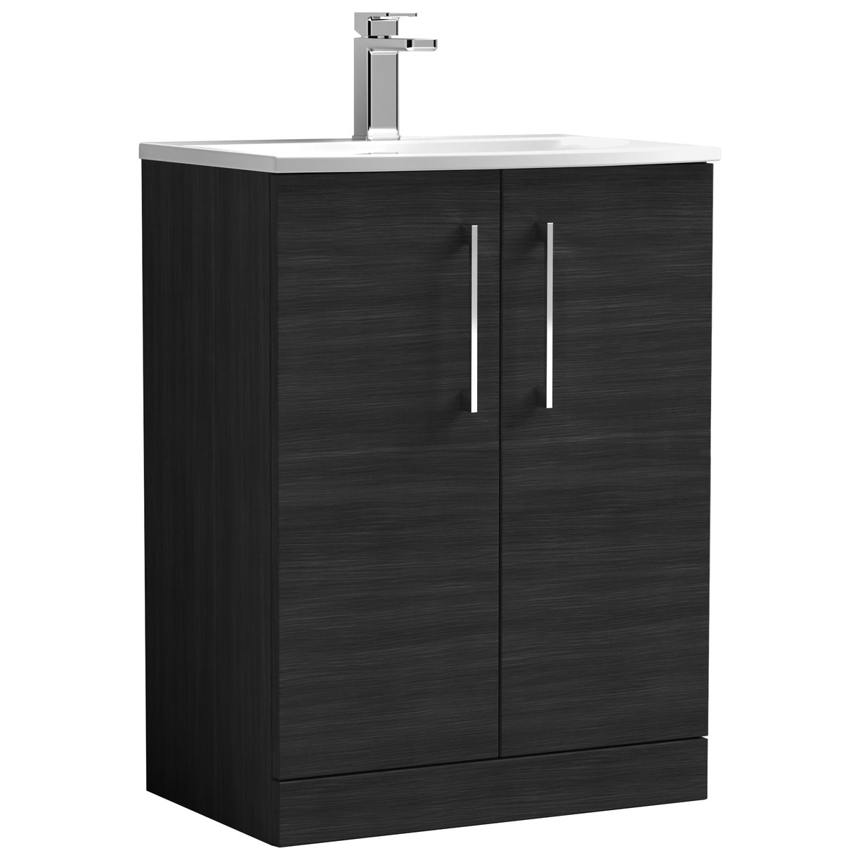 Arno 600mm Floor Standing 2-Door Vanity Unit & Curved Ceramic Basin
