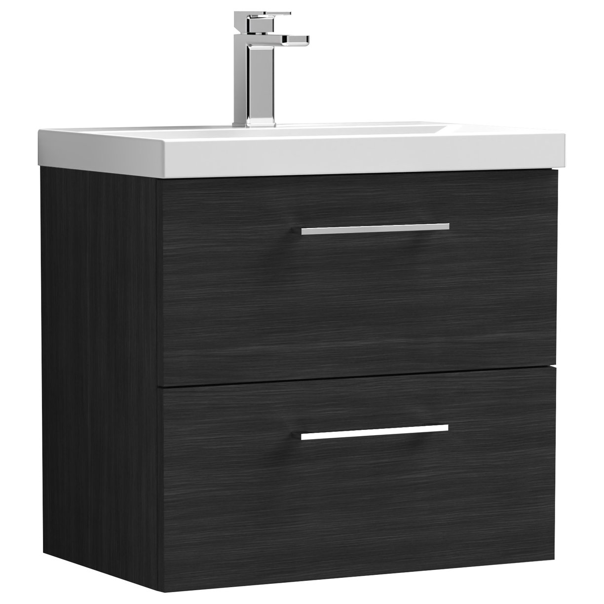 Arno 600mm Wall Hung 2-Drawer Vanity Unit & Thin-Edge Ceramic Basin
