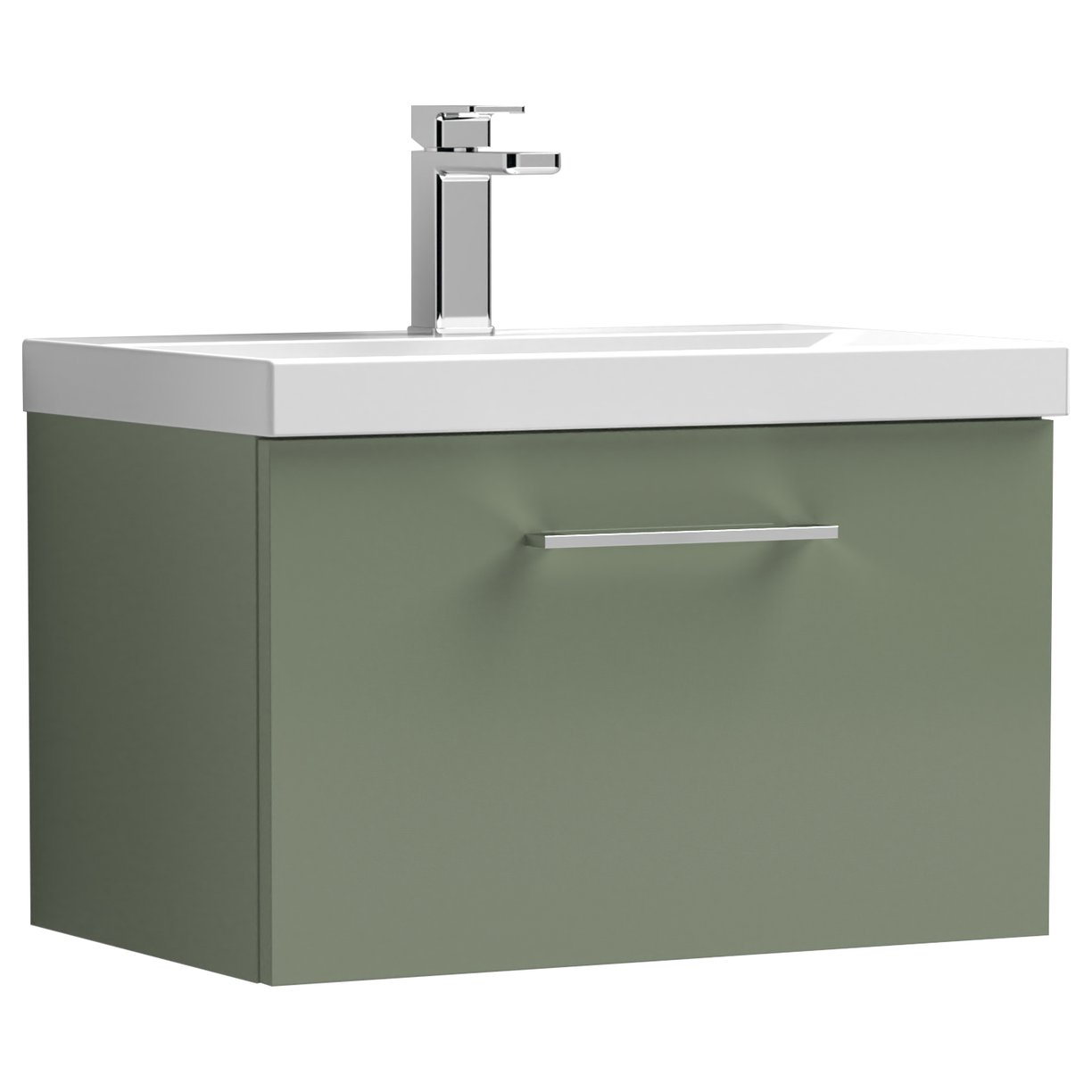 Arno 600mm Wall Hung 1-Drawer Vanity Unit & Mid-Edge Ceramic Basin