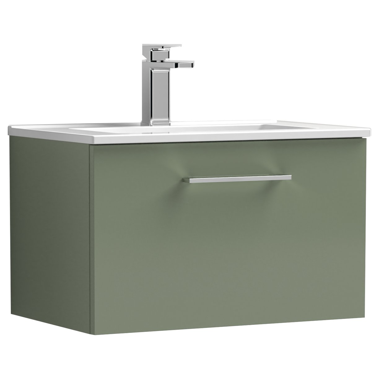 Arno 600mm Wall Hung 1-Drawer Vanity Unit & Minimalist Ceramic Basin