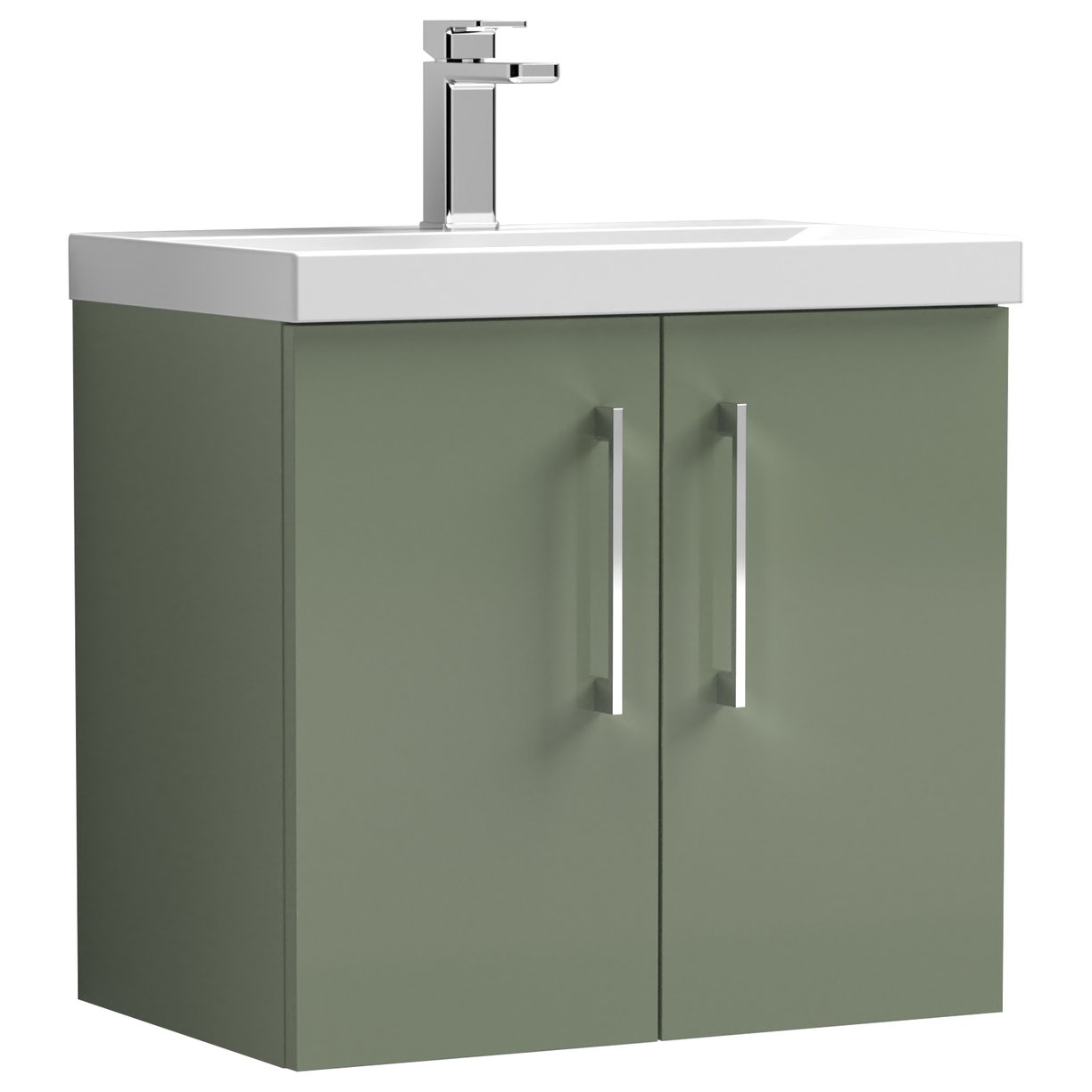 Arno 600mm Wall Hung 2-Door Vanity Unit & Thin-Edge Ceramic Basin
