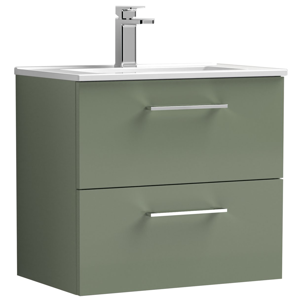 Arno 600mm Wall Hung 2-Drawer Vanity Unit & Minimalist Ceramic Basin