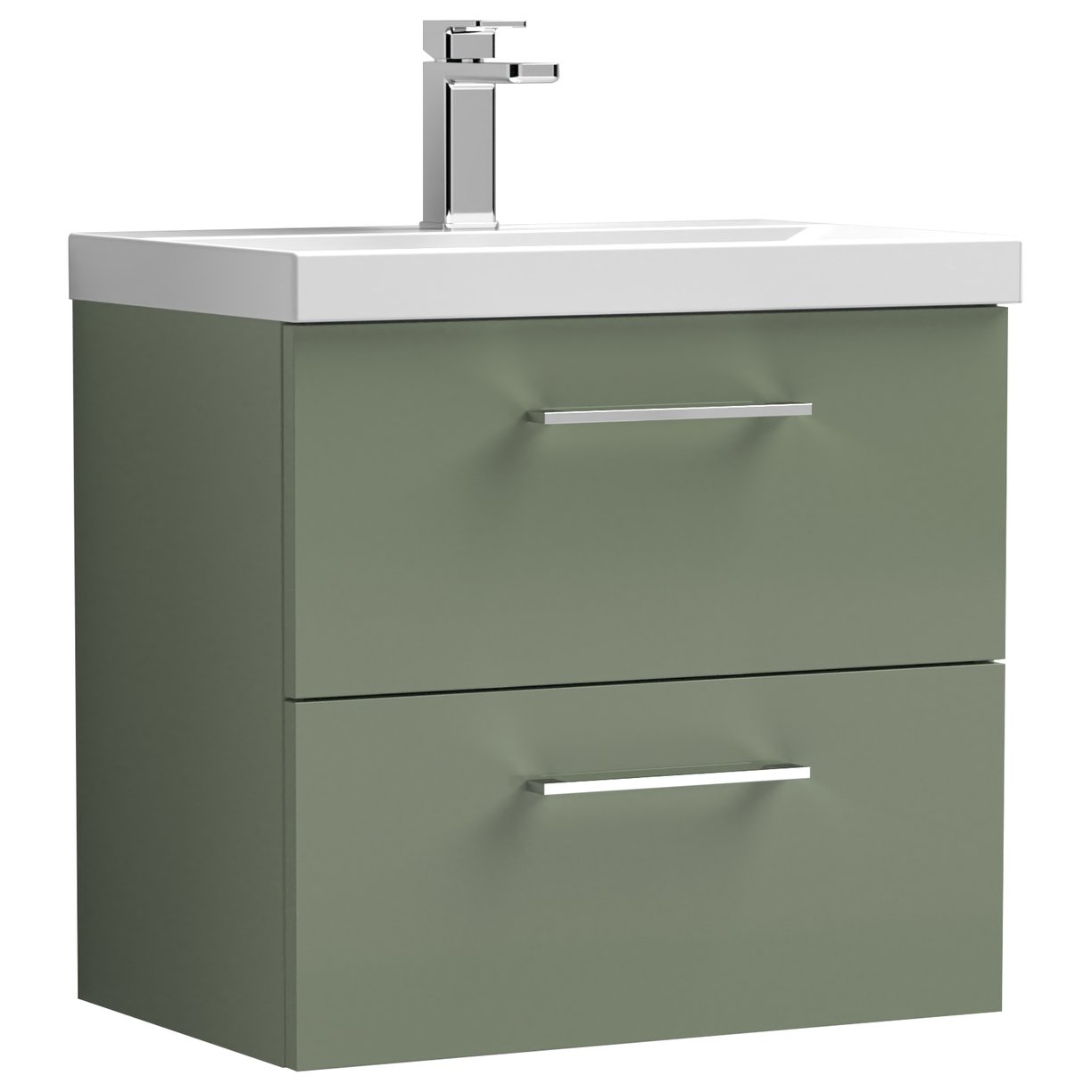Arno 600mm Wall Hung 2-Drawer Vanity Unit & Thin-Edge Ceramic Basin