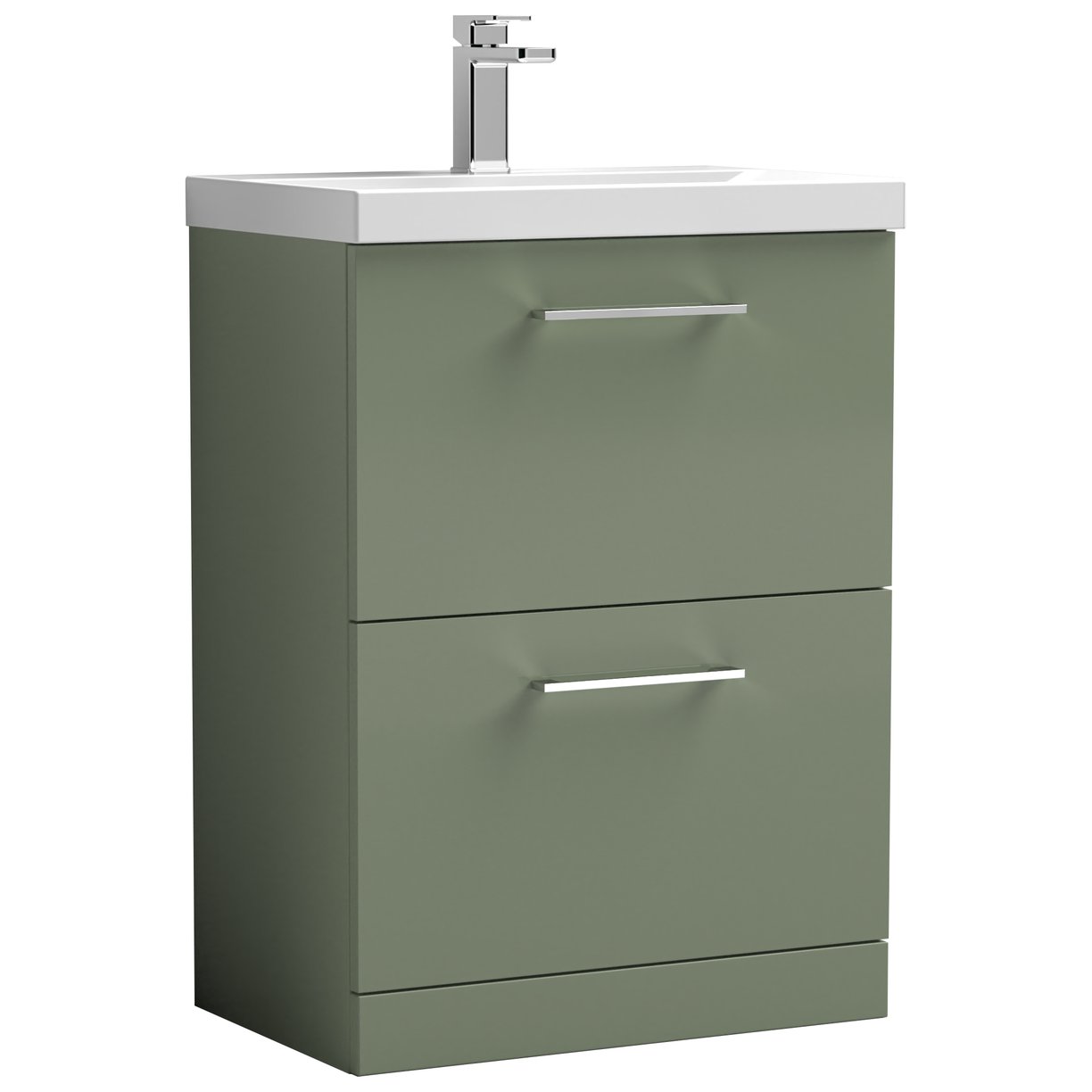 Arno 600mm Floor Standing 2-Drawer Vanity Unit & Thin-Edge Ceramic Basin