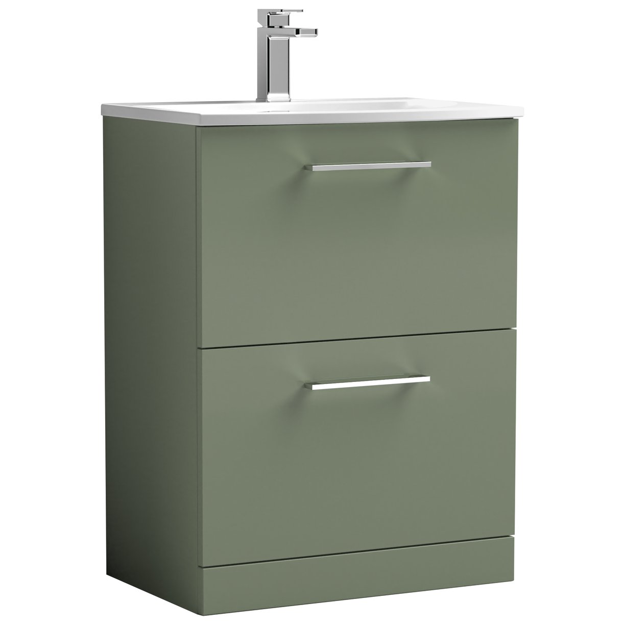 Arno 600mm Floor Standing 2-Drawer Vanity Unit & Curved Ceramic Basin