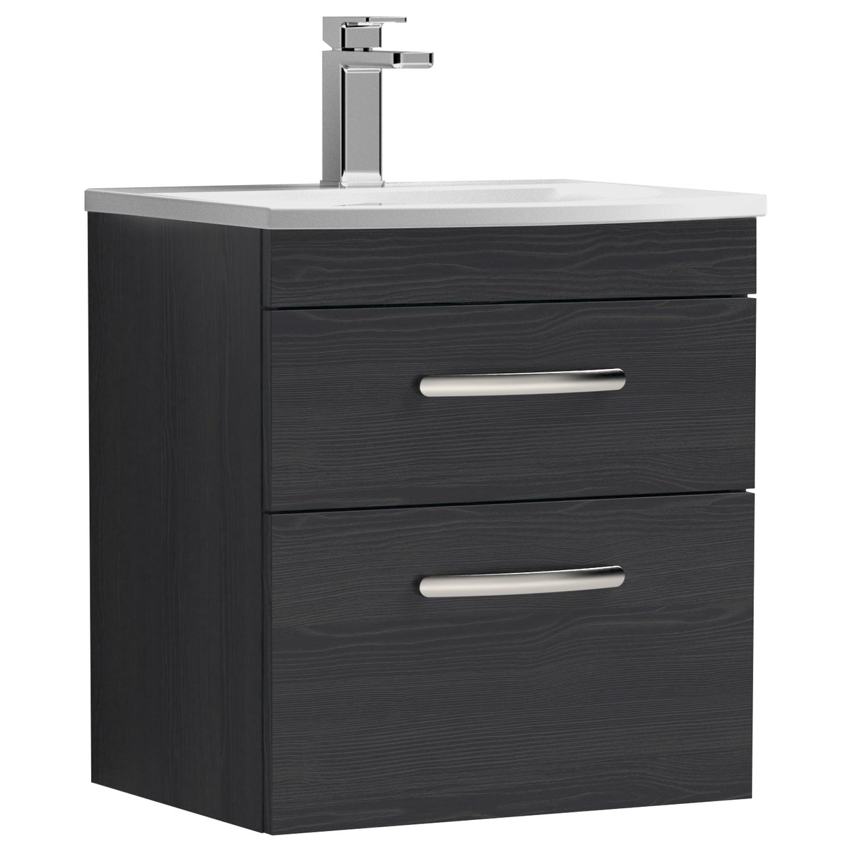 Athena 500mm Wall Hung 2-Drawer Vanity Unit & Curved Ceramic Basin