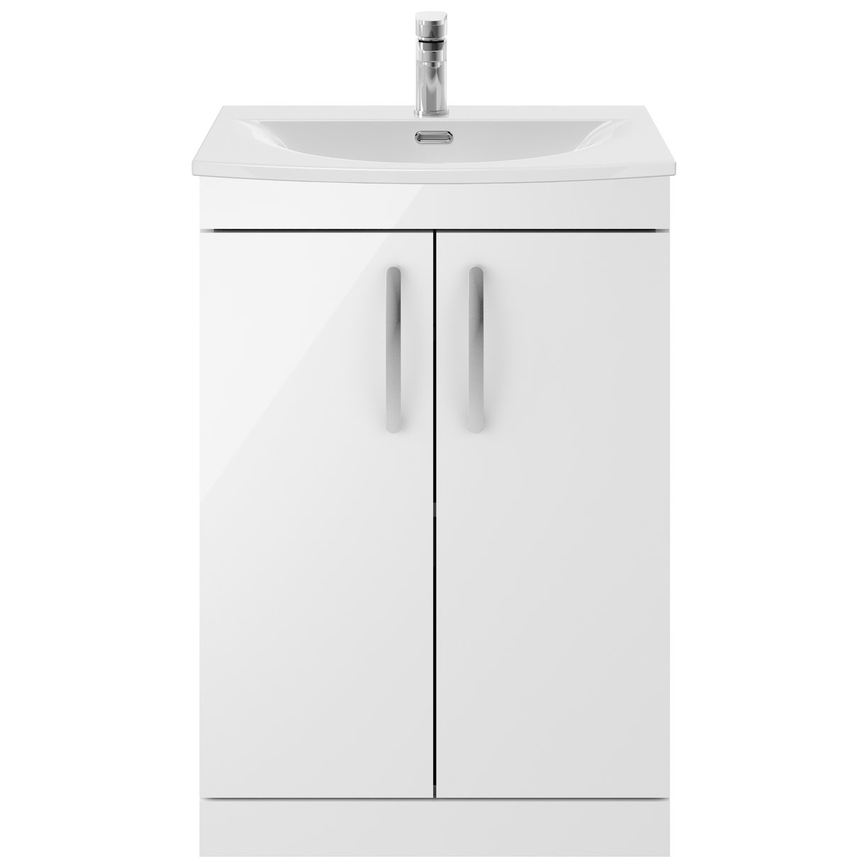 Athena 600mm Floor Standing 2-Door Vanity Unit & Curved Ceramic Basin
