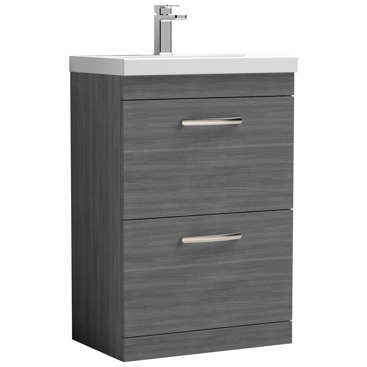 Athena 600mm Floor Standing 2-Drawer Vanity Unit & Mid-Edge Ceramic Basin