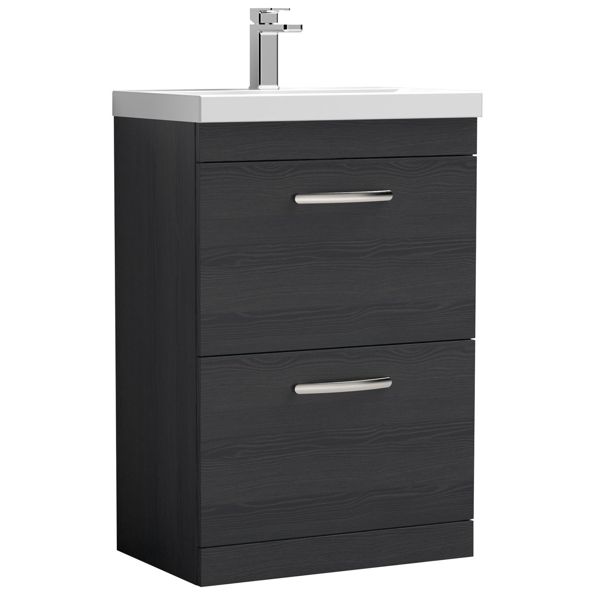 Athena 600mm Floor Standing 2-Drawer Vanity Unit & Thin-Edge Ceramic Basin