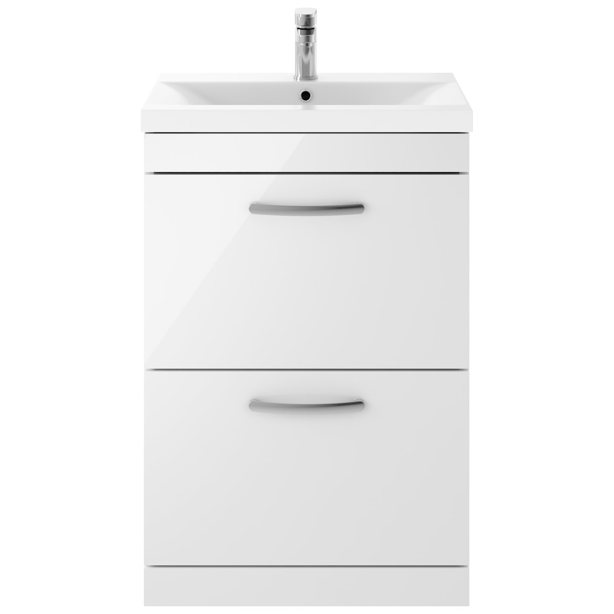 Athena 600mm Floor Standing 2-Drawer Vanity Unit & Mid-Edge Ceramic Basin