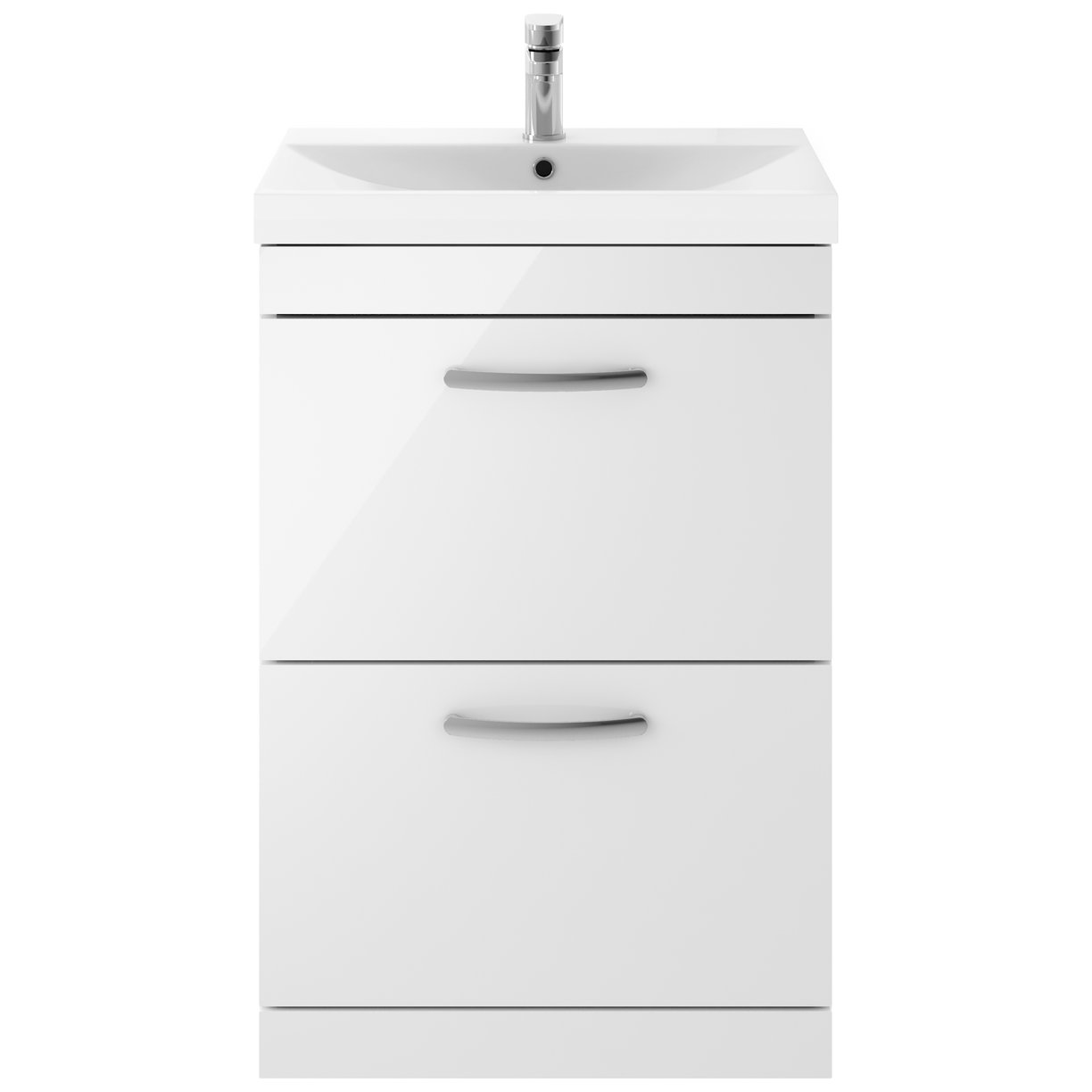 Athena 600mm Floor Standing 2-Drawer Vanity Unit & Thin-Edge Ceramic Basin