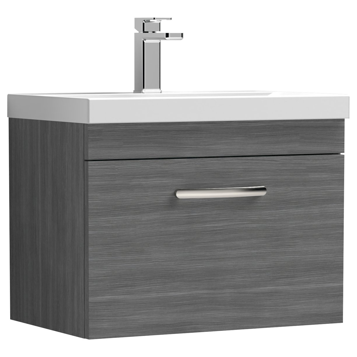 Athena 600mm Wall Hung 1-Drawer Vanity Unit & Mid-Edge Ceramic Basin