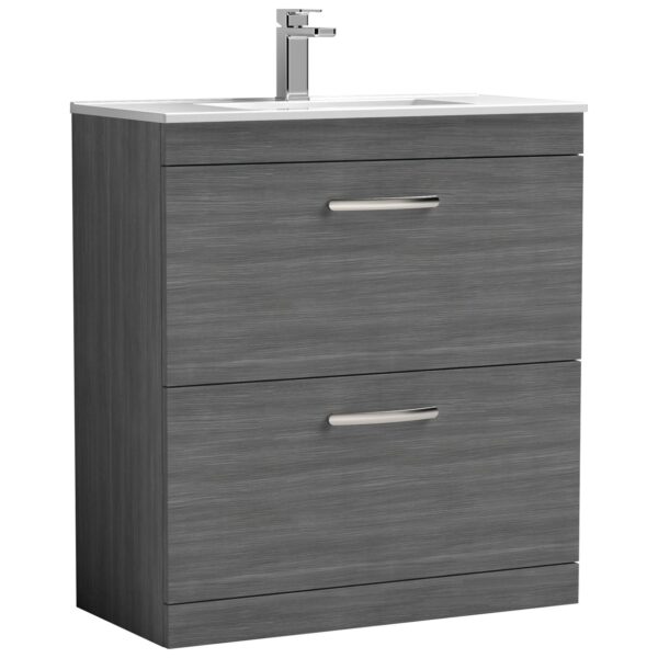 Athena 800mm Floor Standing 2-Drawer Vanity Unit & Minimalist Ceramic Basin