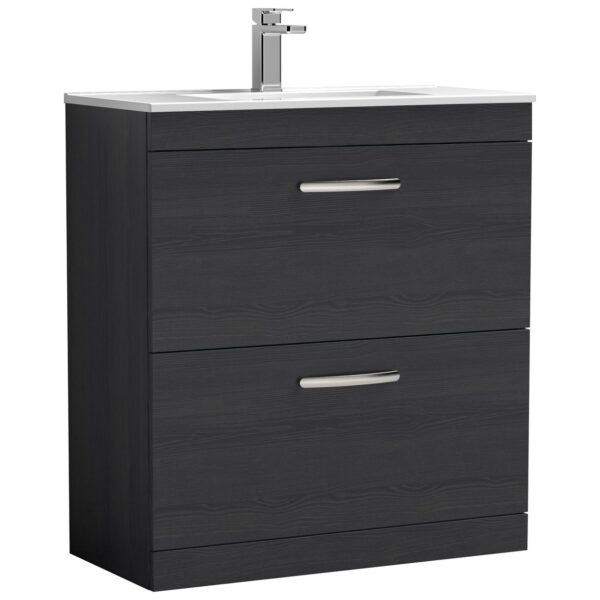 Athena 800mm Floor Standing 2-Drawer Vanity Unit & Minimalist Ceramic Basin