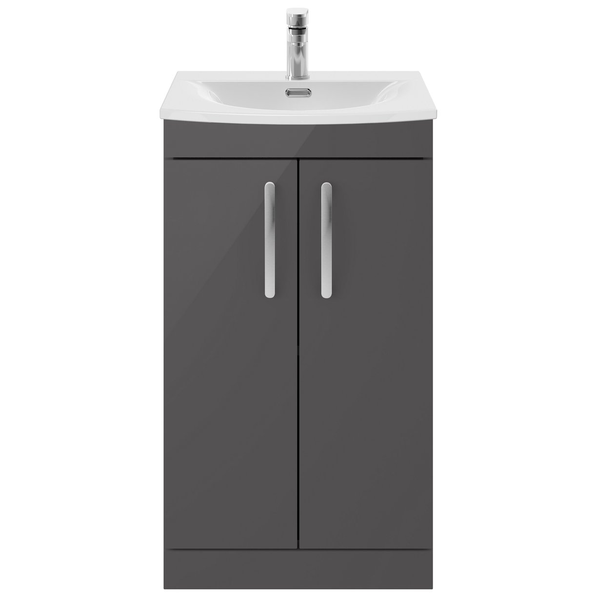 Athena 500mm Floor Standing 2-Door Vanity Unit & Curved Ceramic Basin