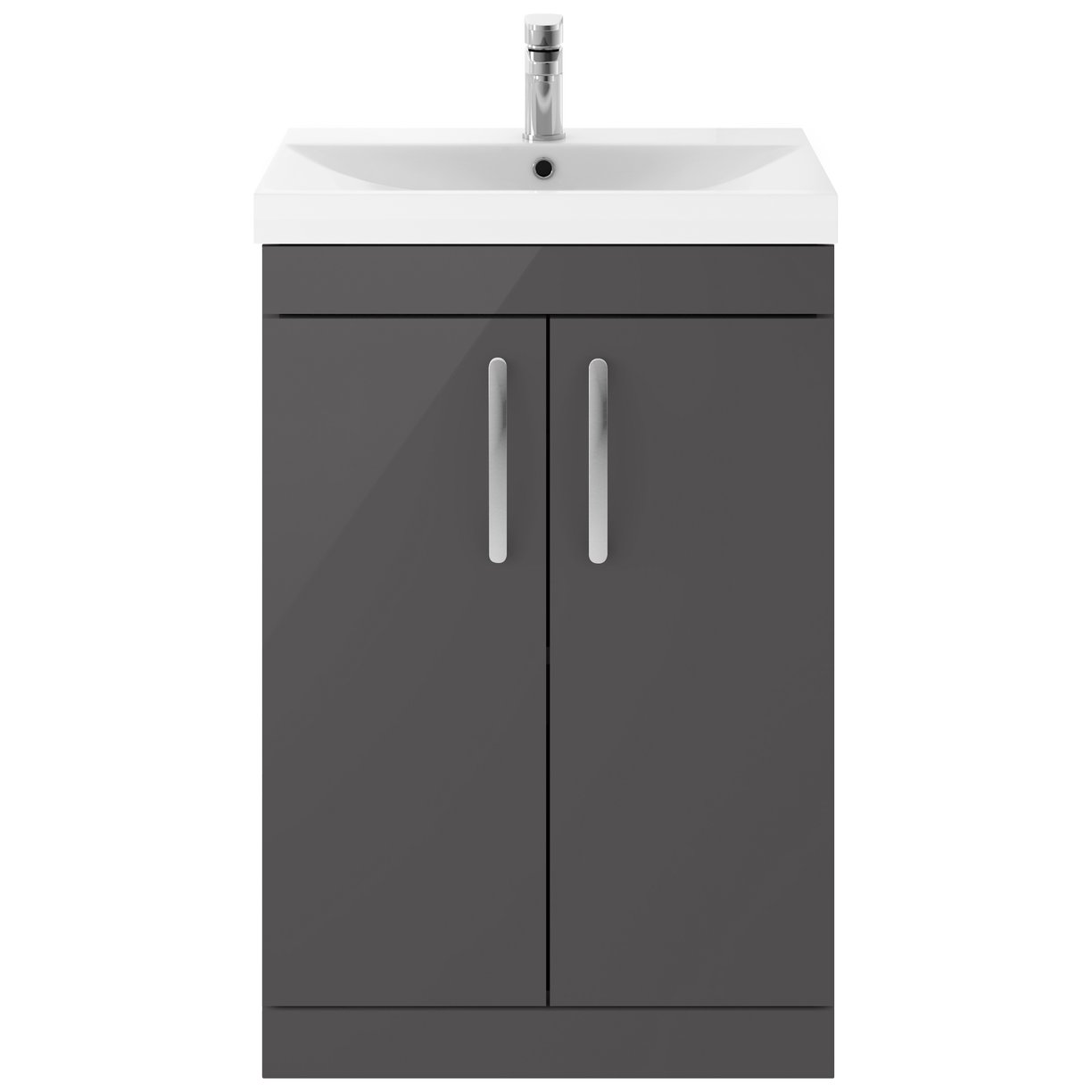 Athena 600mm Floor Standing 2-Door Vanity Unit & Thin-Edge Ceramic Basin