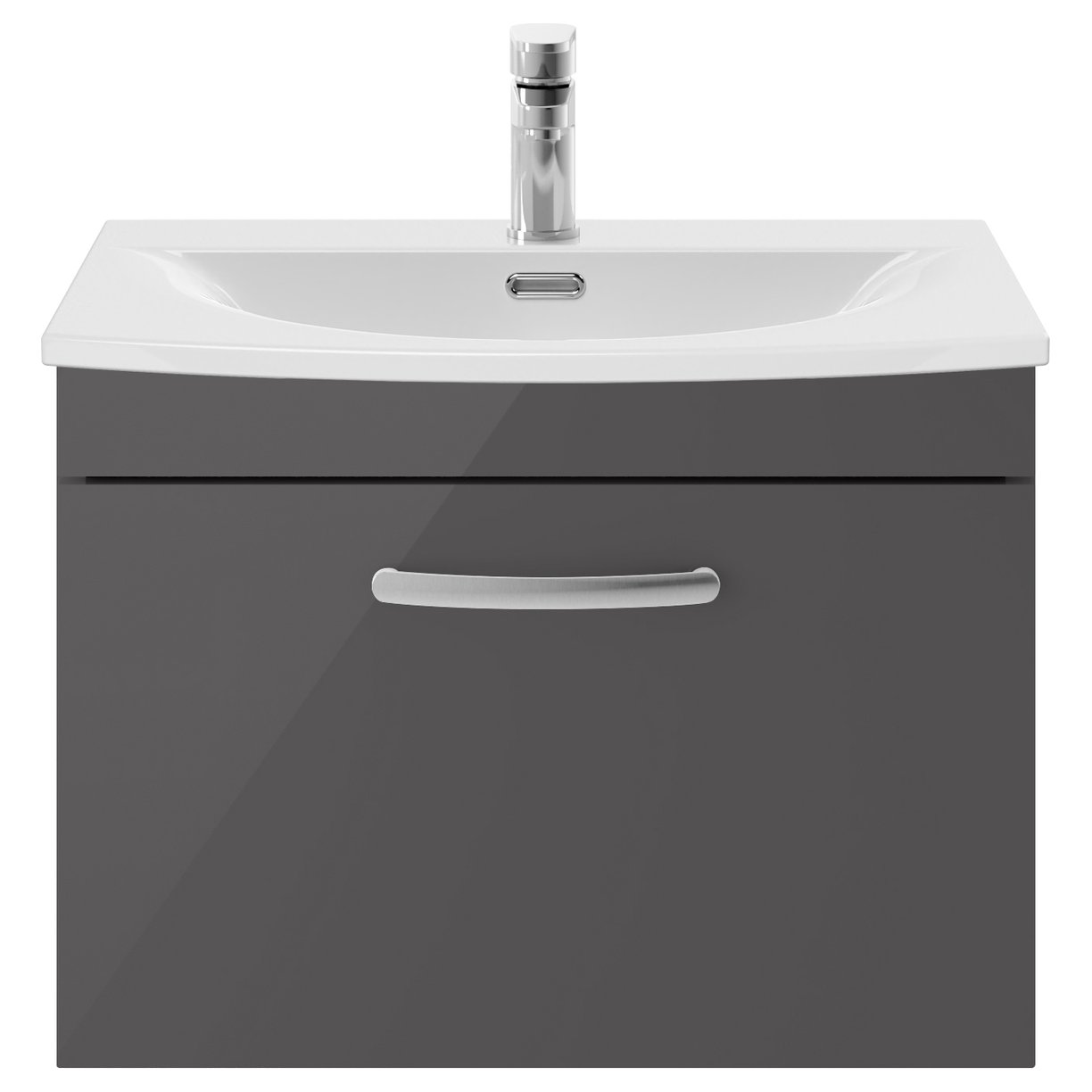 Athena 600mm Wall Hung 1-Drawer Vanity Unit & Curved Ceramic Basin