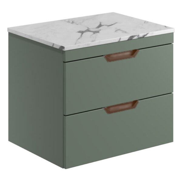 Aubrey 600 Wall Hung Vanity Unit (inc. Brushed Bronze Handles) & Countertop