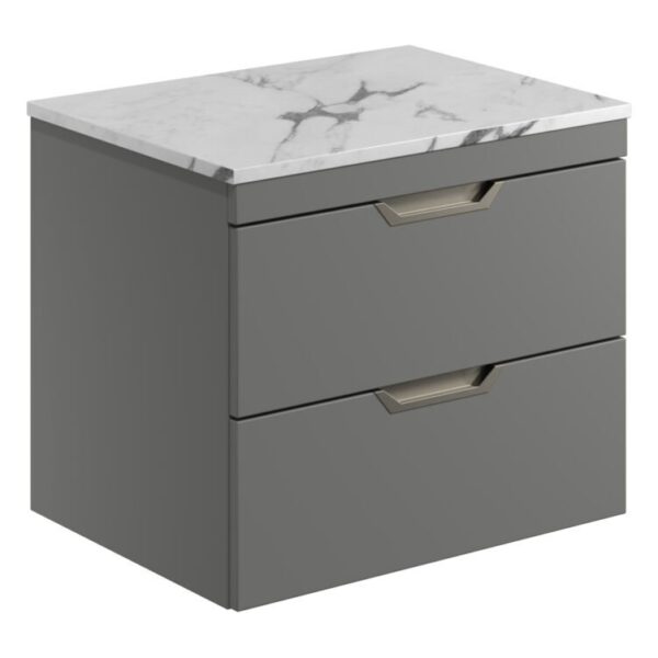 Aubrey 600 Wall Hung Vanity Unit (inc. Brushed Nickel Handles) & Countertop