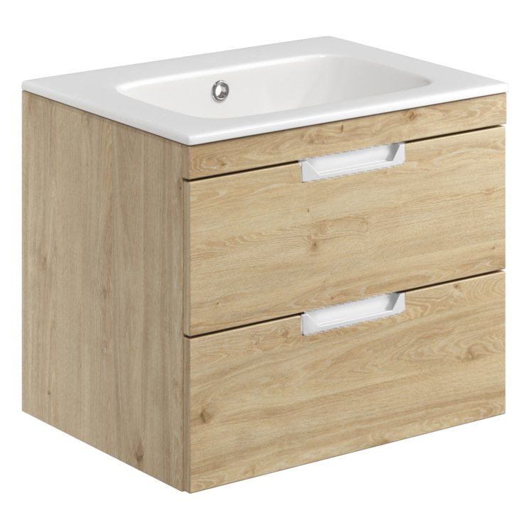 Aubrey 600 Wall Hung Vanity Unit (inc. Chrome Handles) & Basin
