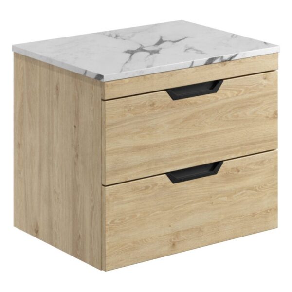 Aubrey 600 Wall Hung Vanity Unit (inc. Black Handles) & Countertop
