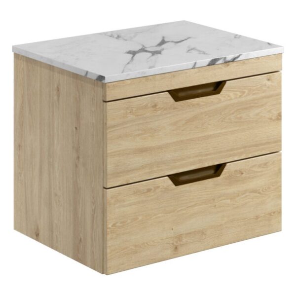 Aubrey 600 Wall Hung Vanity Unit (inc. Brushed Bronze Handles) & Countertop