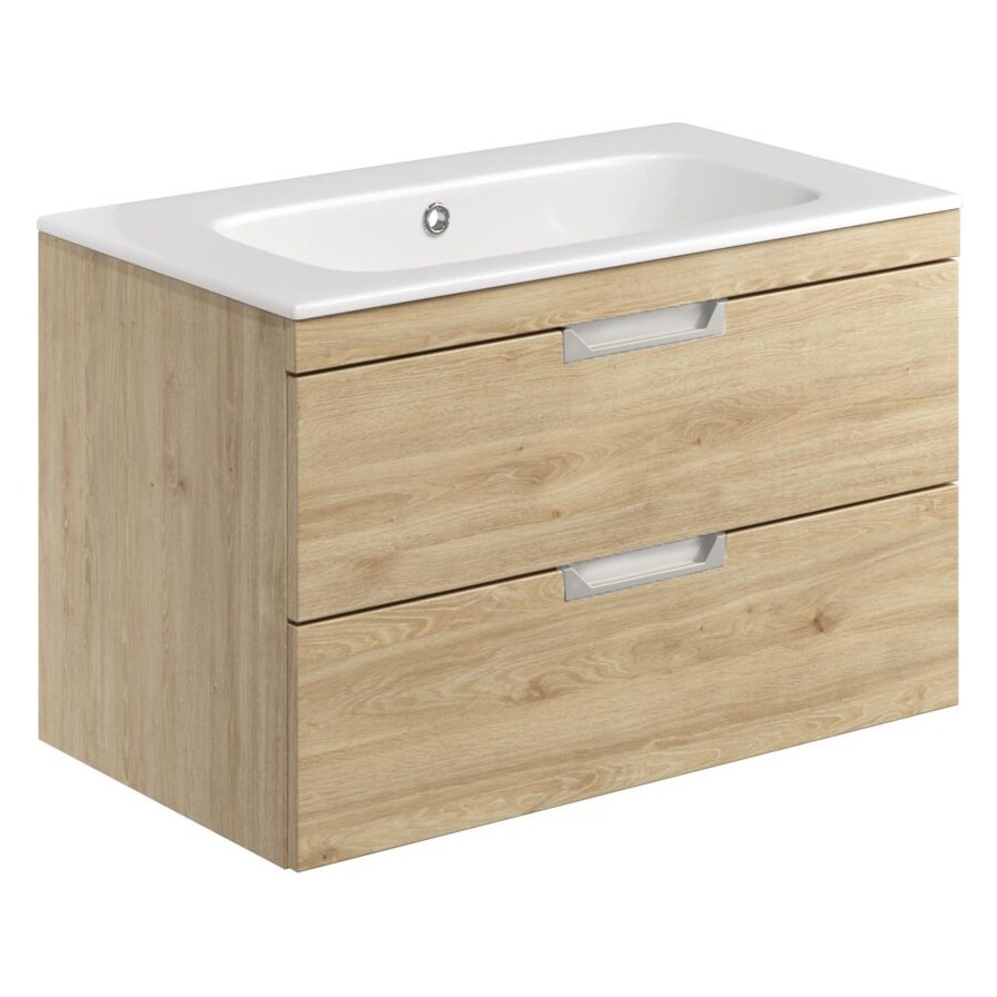 Aubrey 800 Wall Hung Vanity Unit (inc. Chrome Handles) & Basin