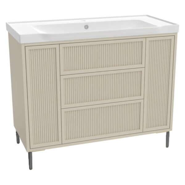 Bota 1000 Floor Standing Fluted Vanity Unit (inc. Gunmetal Leg Set) & Basin