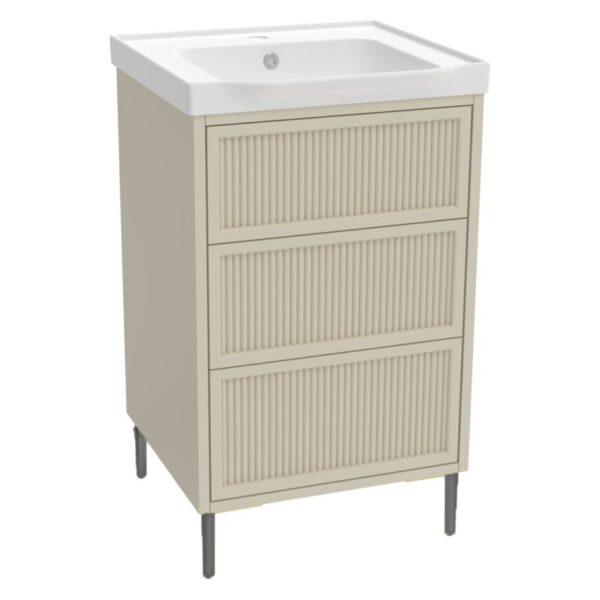 Bota 500 Floor Standing Fluted Vanity Unit (inc. Gunmetal Leg Set) & Basin