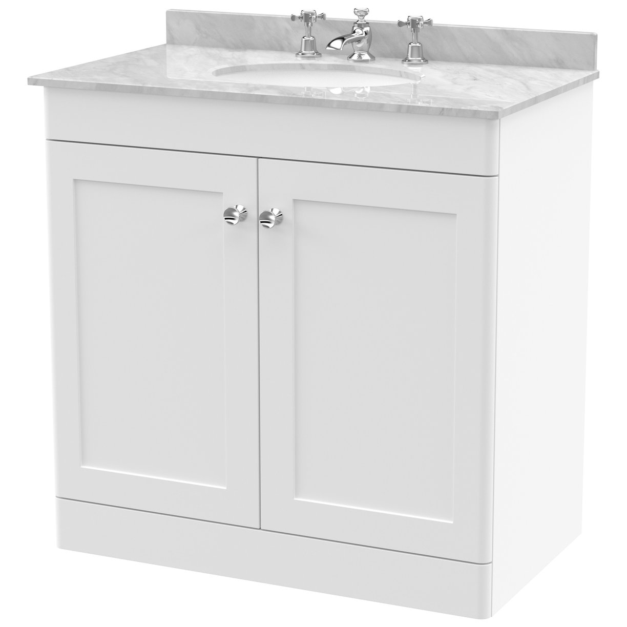Classique 800mm Floor Standing 2-Door Vanity Unit & Marble Top (3 Tap Hole)