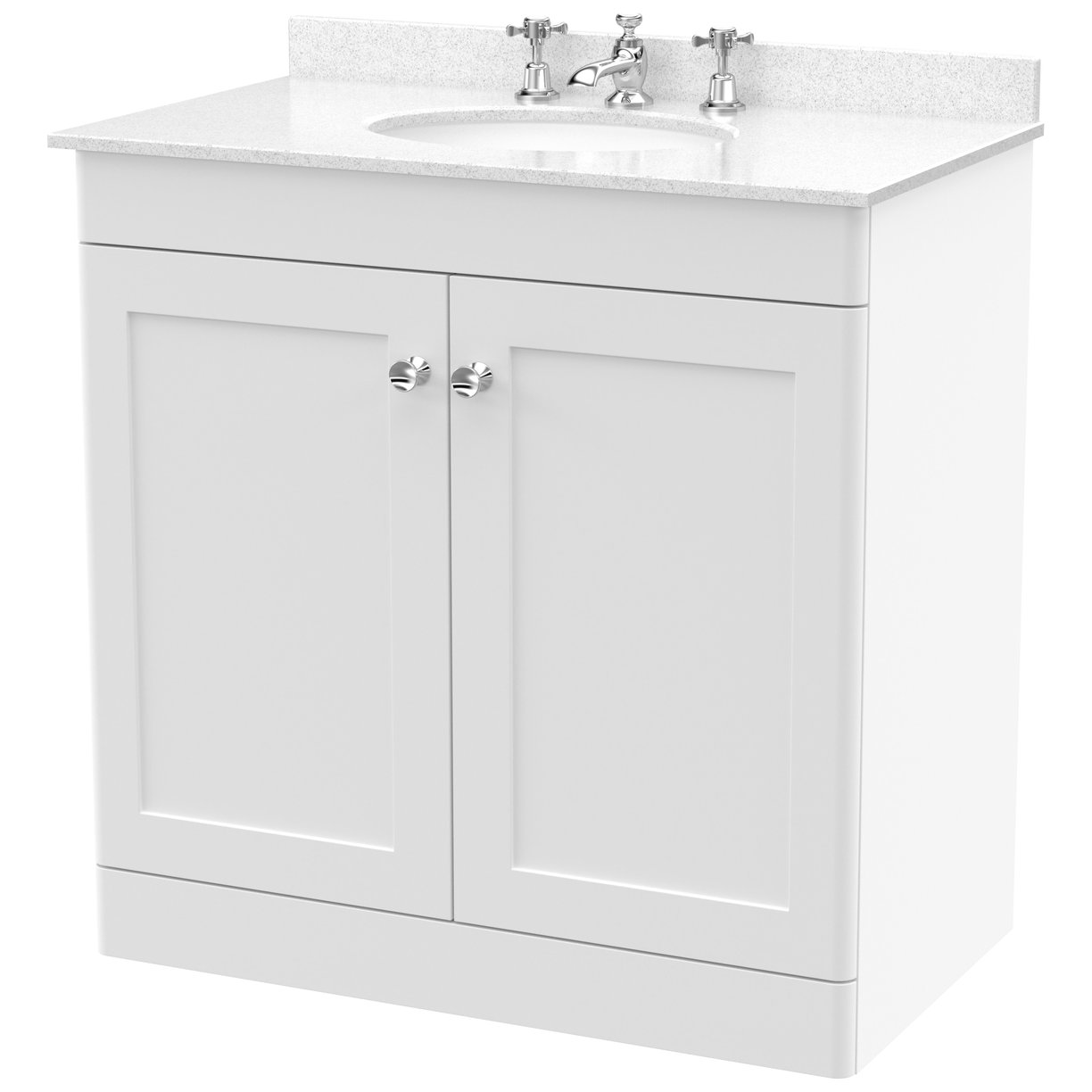 Classique 800mm Floor Standing 2-Door Vanity Unit & Marble Top (3 Tap Hole)