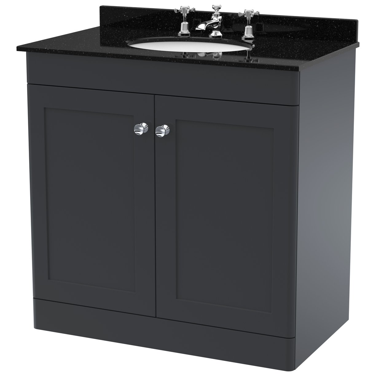 Classique 800mm Floor Standing 2-Door Vanity Unit & Marble Top (3 Tap Hole)