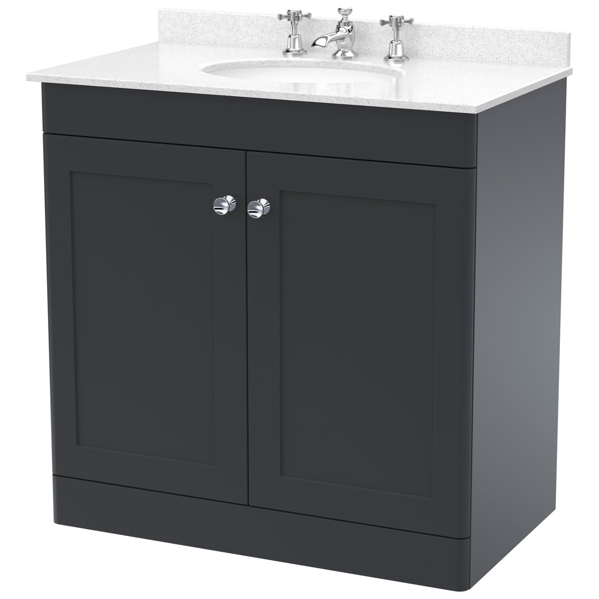 Classique 800mm Floor Standing 2-Door Vanity Unit & Marble Top (3 Tap Hole)