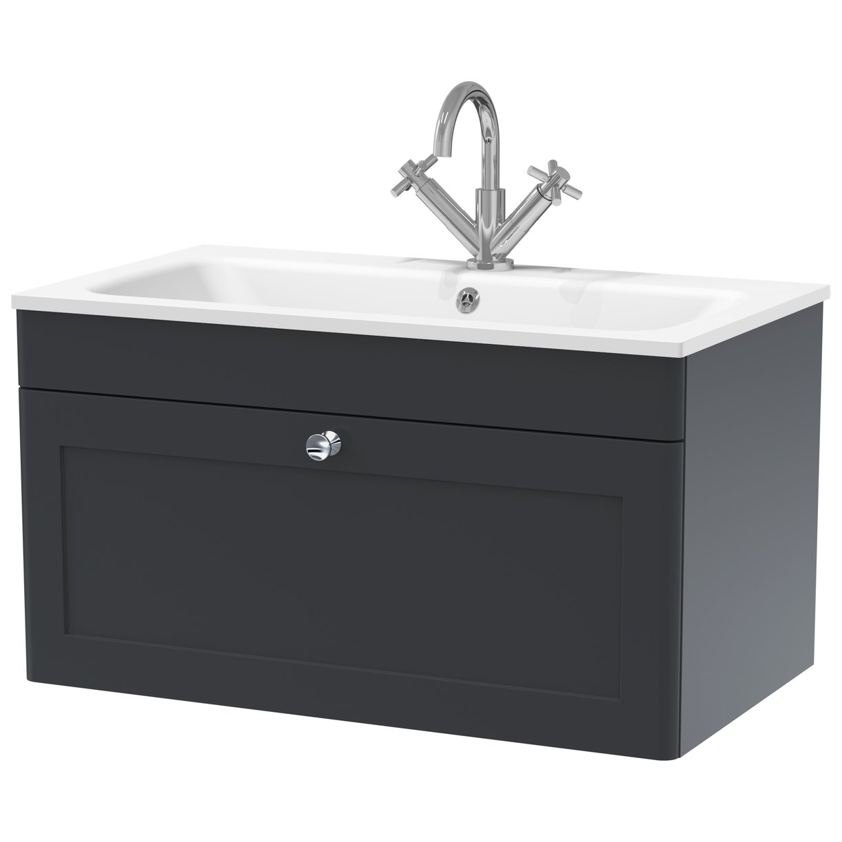 Classique 800mm Wall Hung 1-Drawer Vanity Unit & Stone Basin