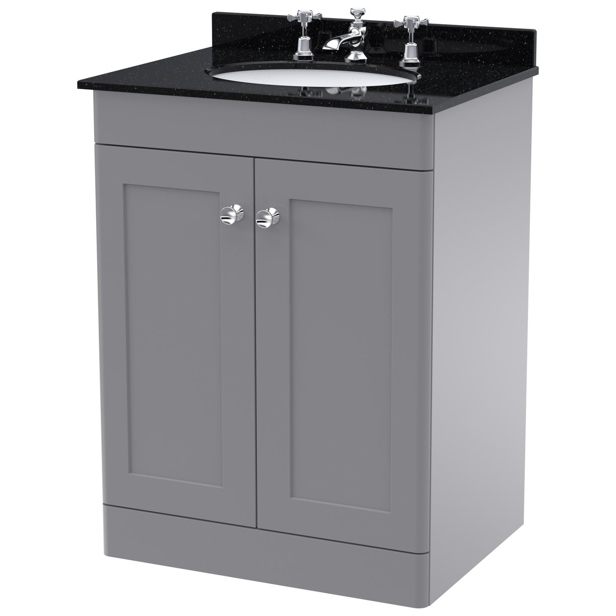 Classique 600mm Floor Standing 2-Door Vanity Unit & Marble Top (3 Tap Hole)