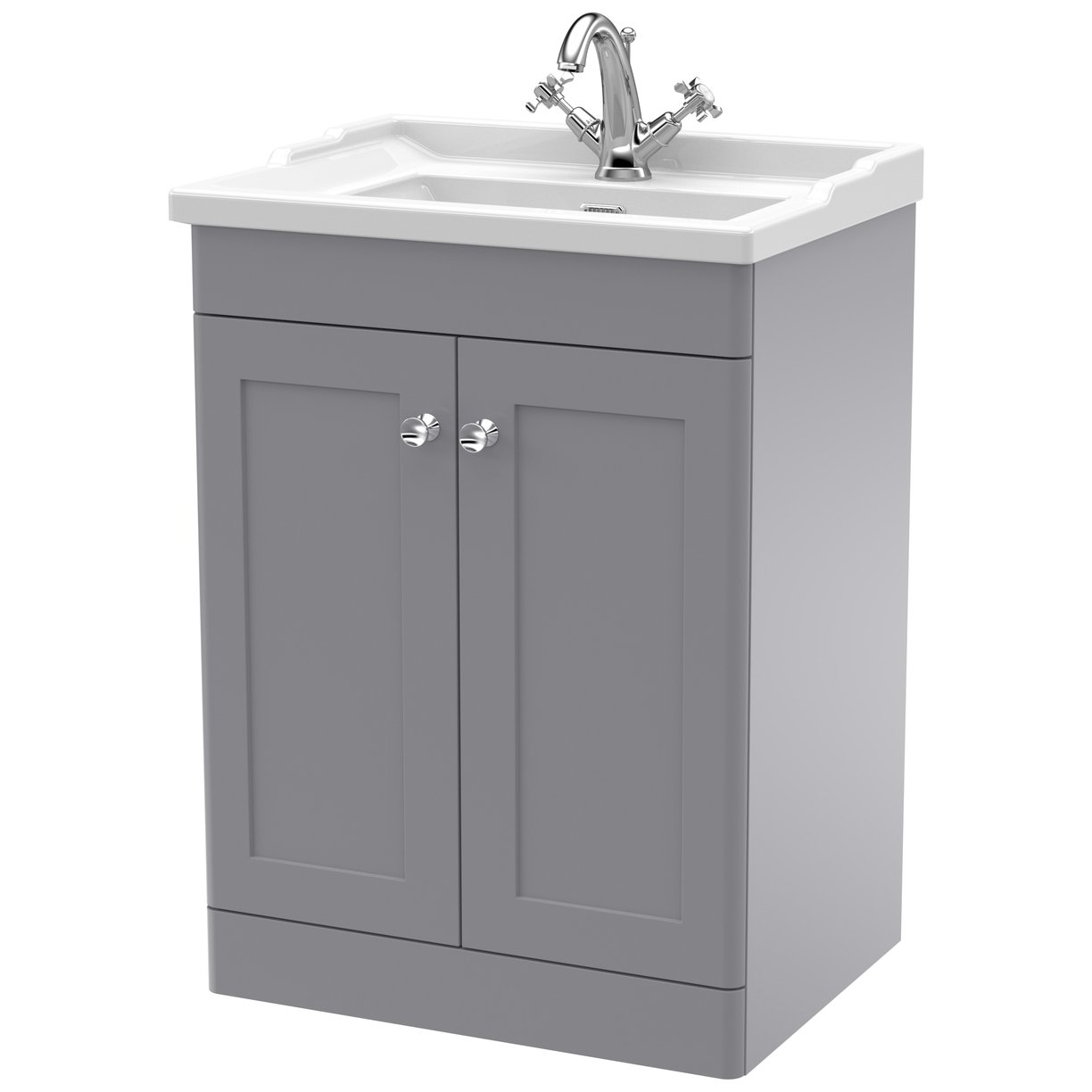 Classique 600mm Floor Standing 2-Door Vanity Unit & Ceramic Basin