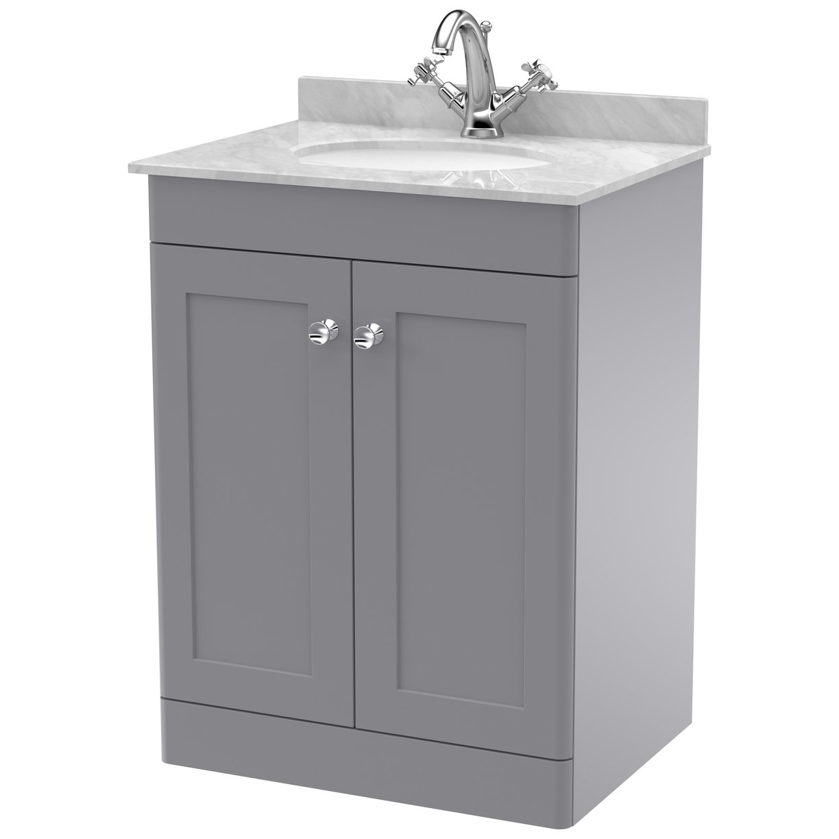 Classique 600mm Floor Standing 2-Door Vanity Unit & Marble Top